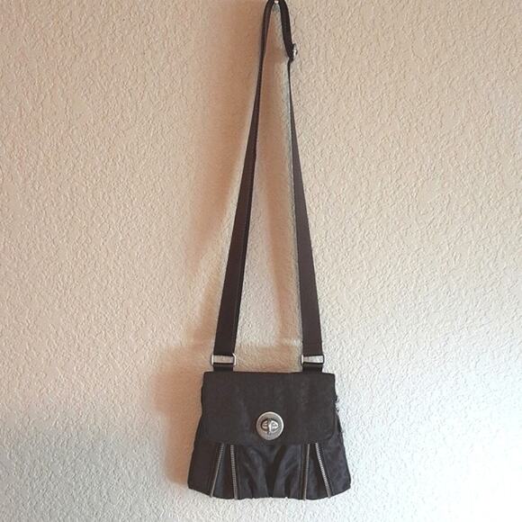 Baggallini NEW Tokyo Mini Brown Leopard Print Zipper Chrome Turn-Lock Crossbody - Picture 2 of 12